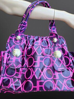 Vintage Y2K Fox Racing Shoulder Bag Hot Pink Purple Large Glossy Mcbling 2000s